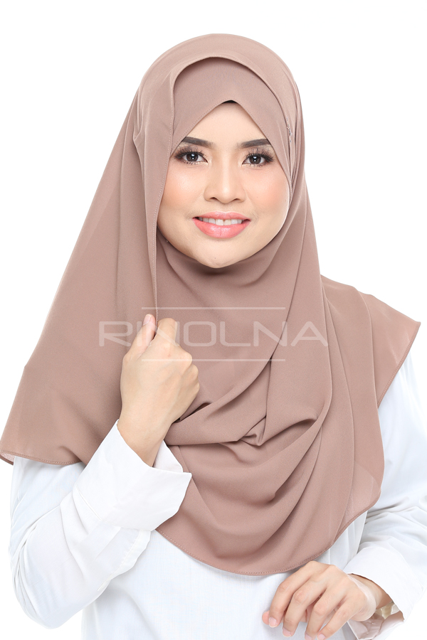 Instant Shawl Chiffon Pinless Dua Muka (Rania Rosy Brown)