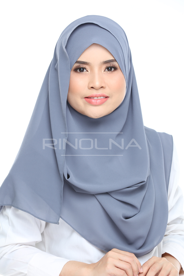 Instant Shawl Chiffon Pinless Dua Muka (Rania Slate Gray)